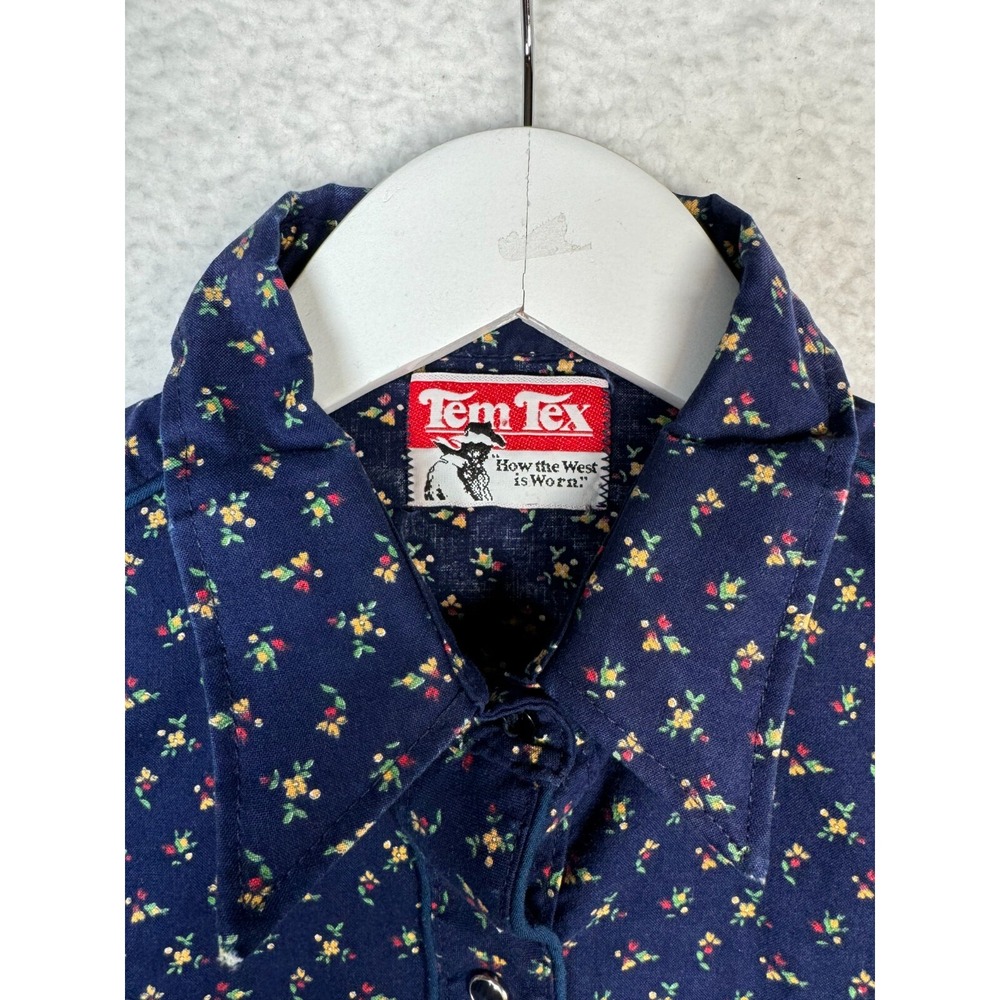 Vintage Tem Tex Floral Pearl Snap Western Button Up Shirt - Women's XS